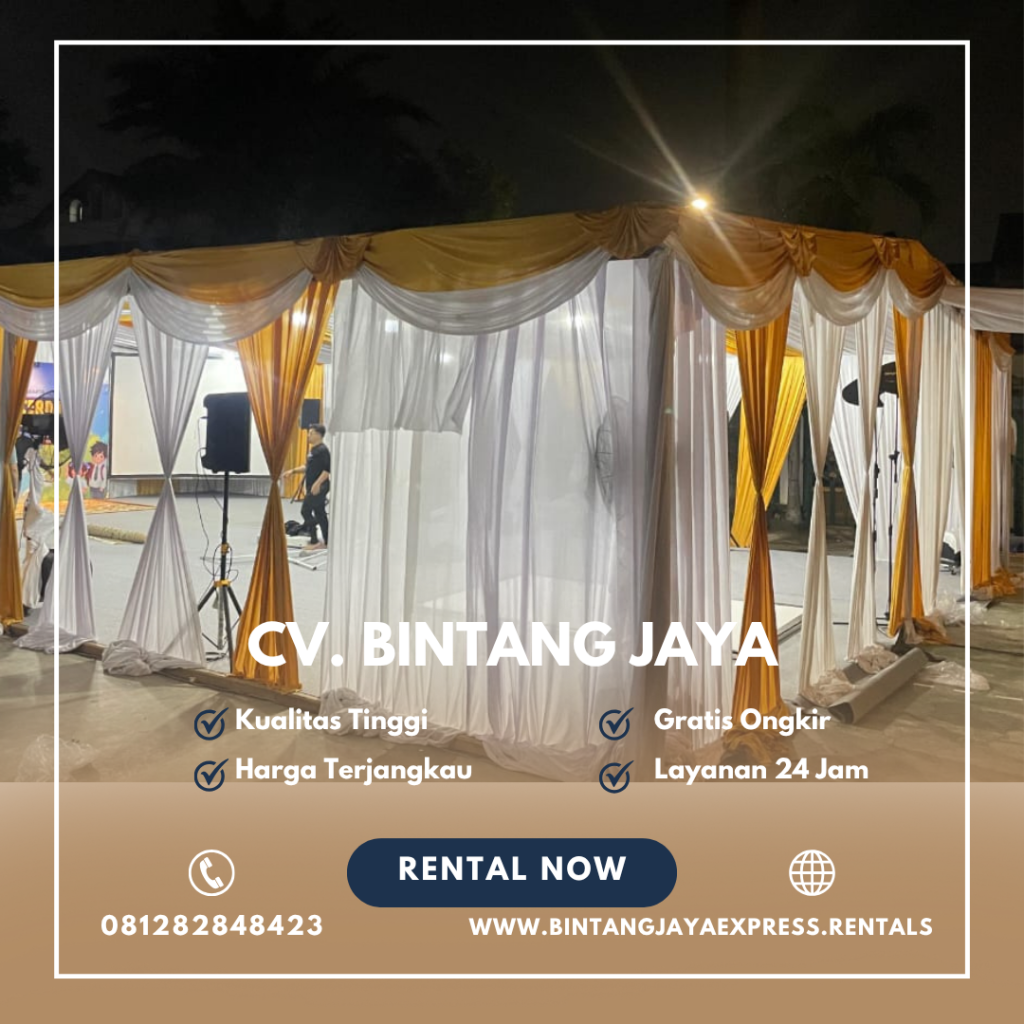 Sewa Tenda Hanggar Dekor Serut Putih Gold Jakarta