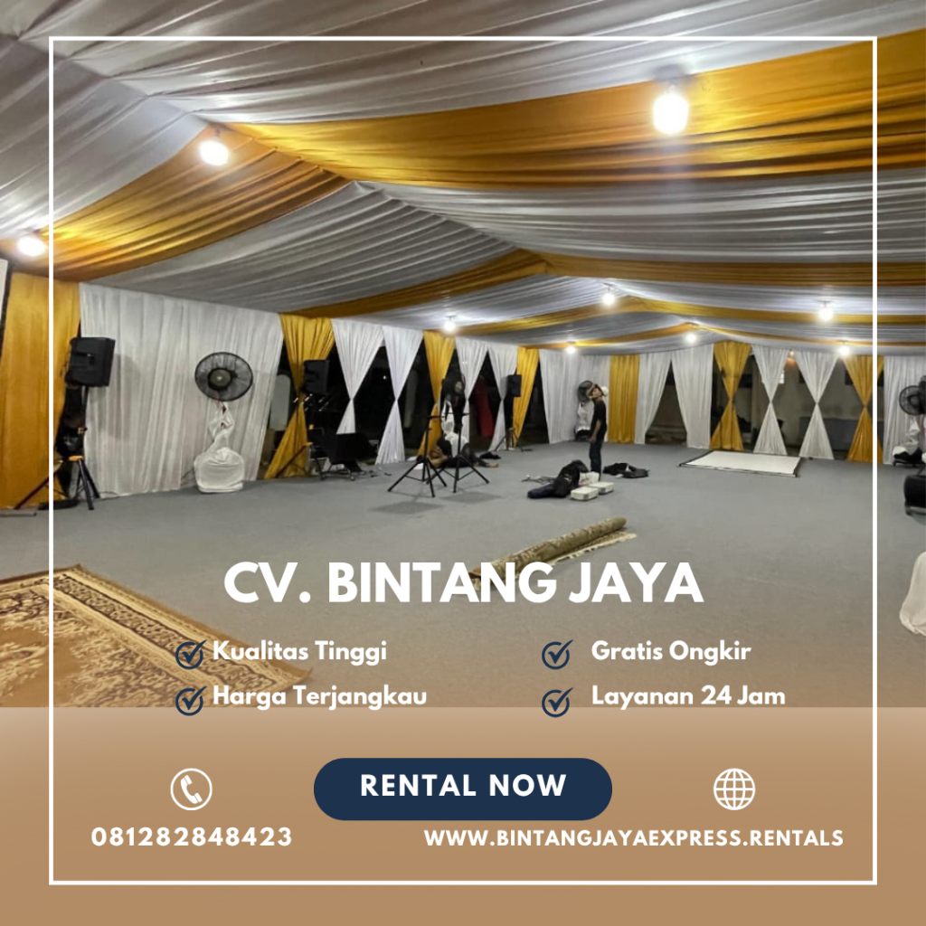 Sewa Tenda Hanggar Dekor Serut Putih Gold Jakarta