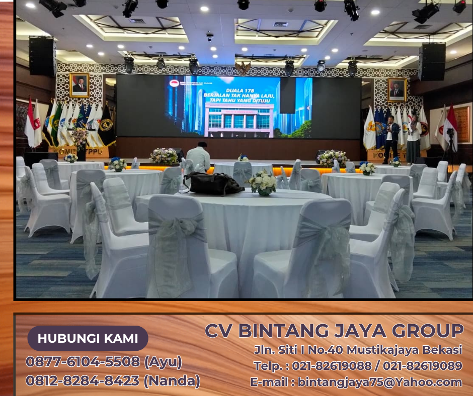 Sewa Round Table Dan Kursi Cover Putih Bersih Event PPATK Jakarta