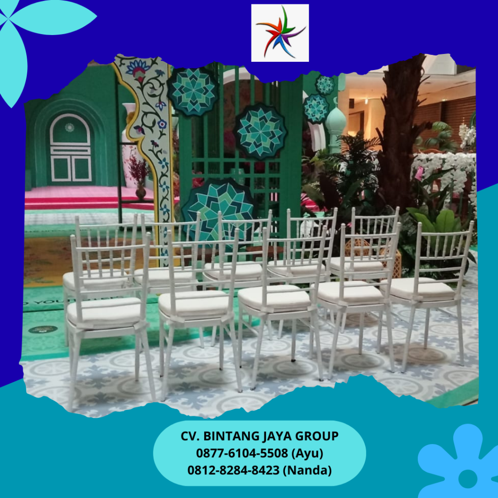 Rental Kursi Tiffany Kayu Dan Bantalan Putih Premium Jakarta