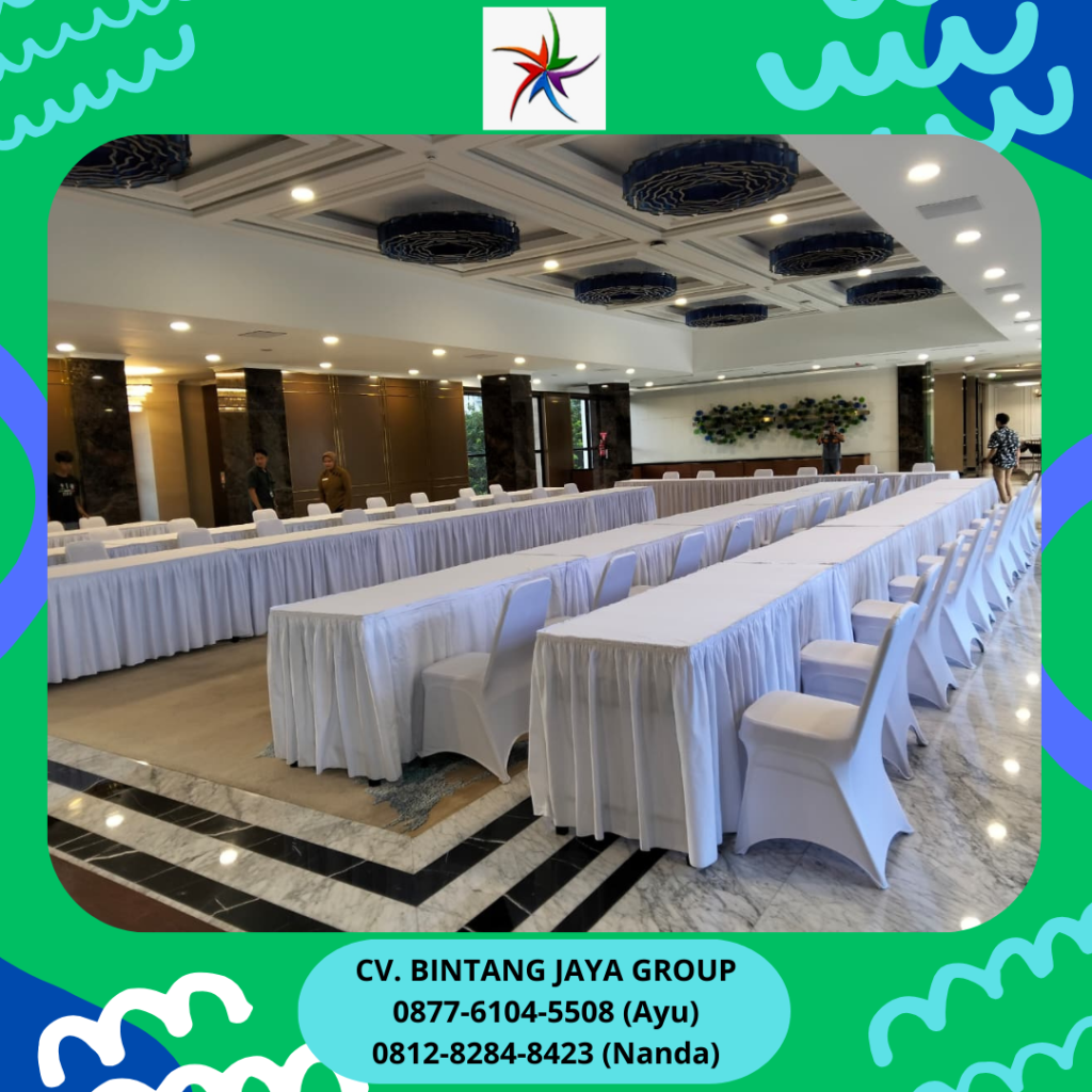 Rental Meja Kotak Dan Kursi Cover Putih Untuk Event di Jakarta