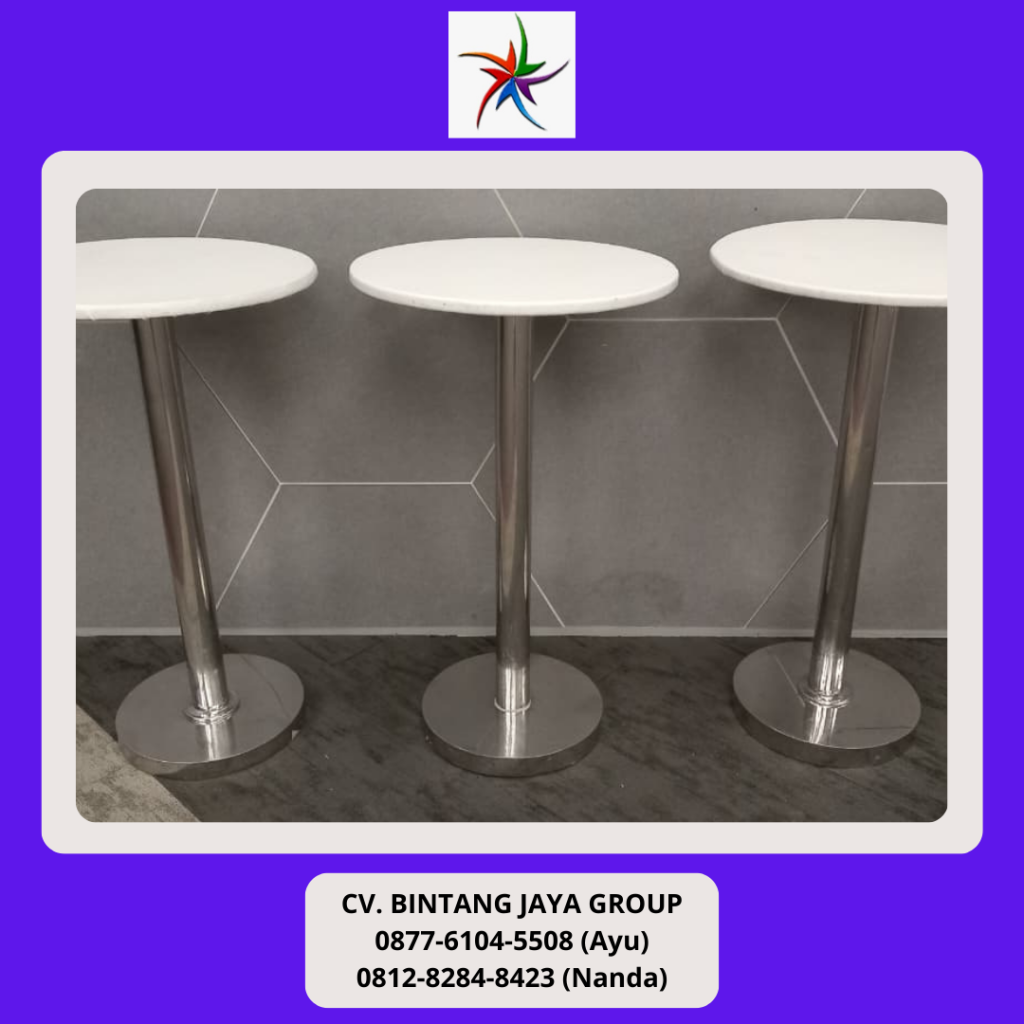 Rental Kursi Cover, Meja Bulat Cover Putih, Meja Barstool Putih Jakarta
