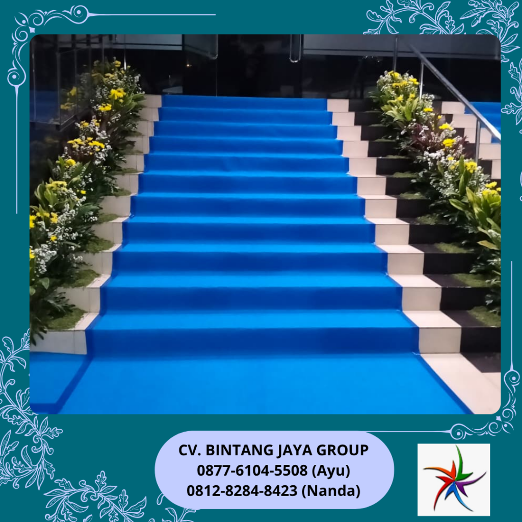 Rental Karpet Biru, Sofa Putih Dan Kursi Cover Street Putih Bogor