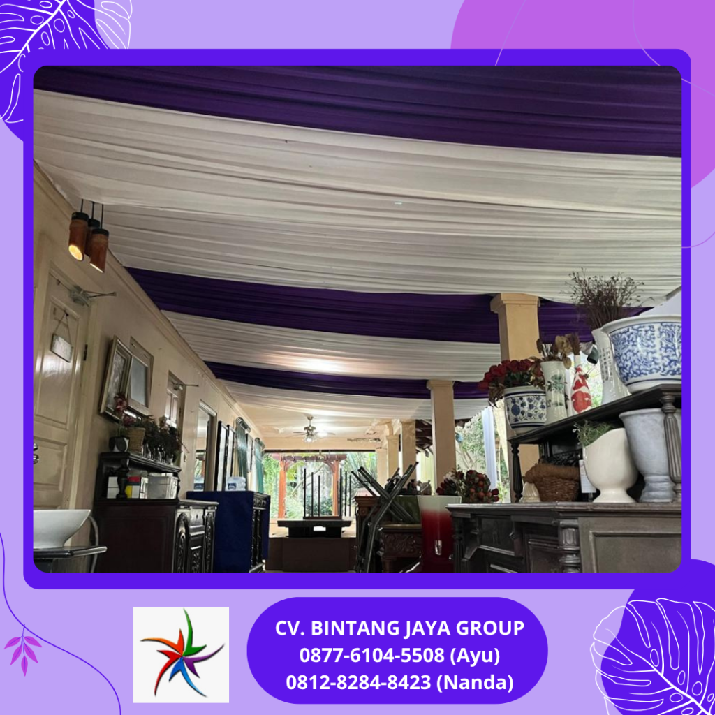 Rental Tenda Plafon Ungu Putih Dan Dekorasi Serut Jakarta