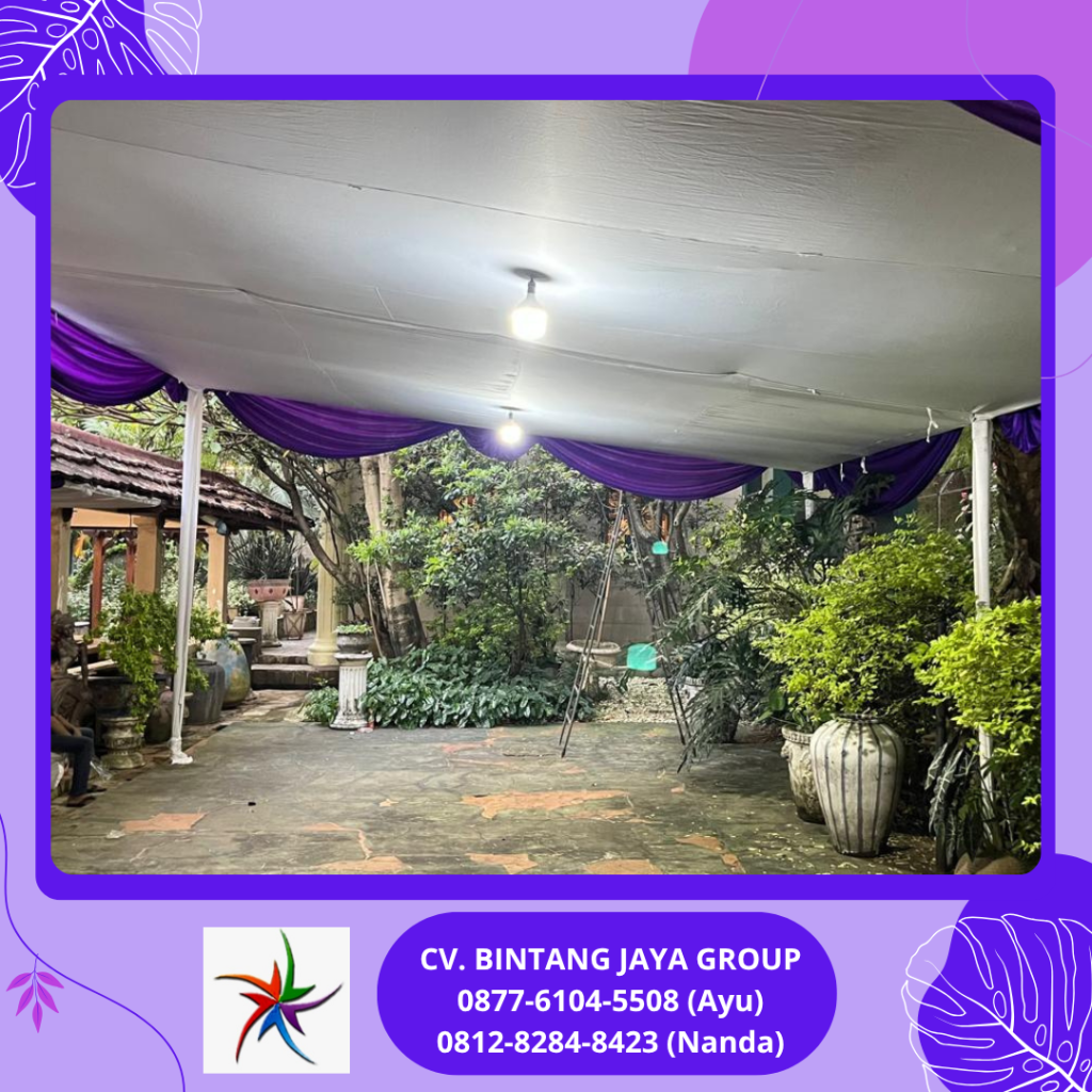 Rental Tenda Plafon Ungu Putih Dan Dekorasi Serut Jakarta