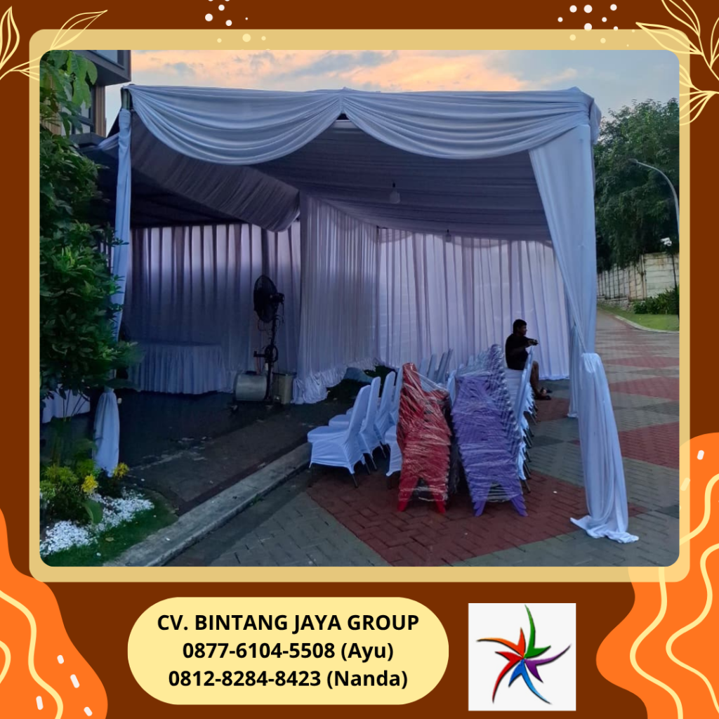 Sewa Tenda Serut Kain Rempel Putih Cibubur Jakarta Timur