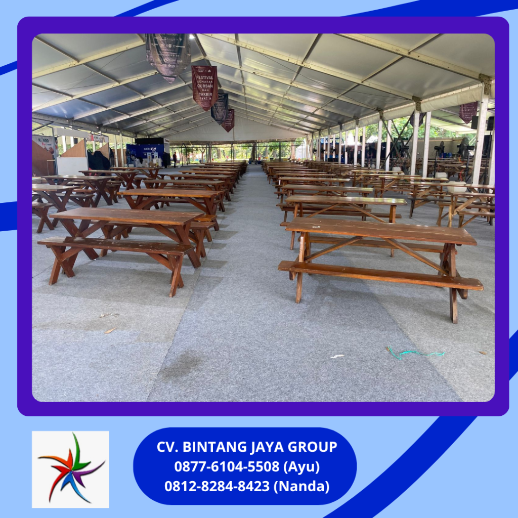 Sewa BANGKU,MEJA TAMAN KAYU Event Pondok Labu