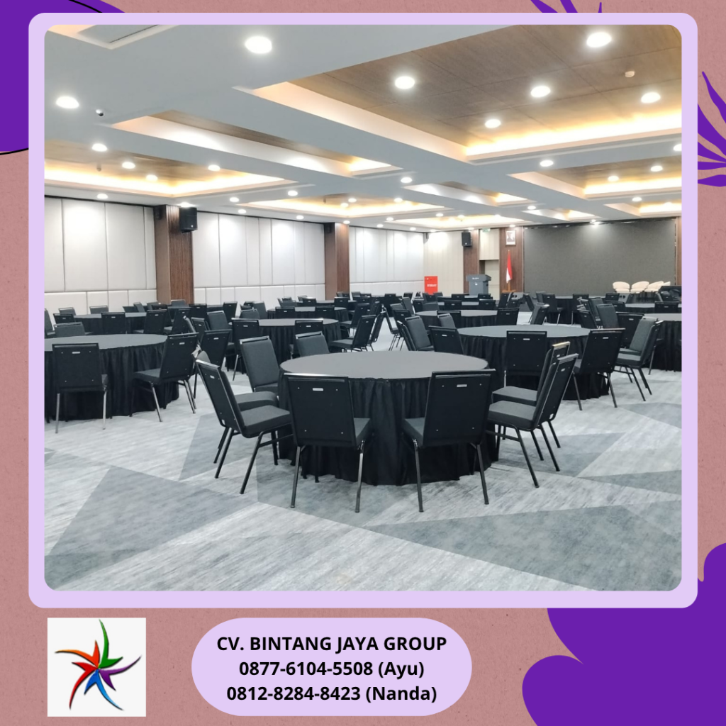 Sewa Meja Bundar Taplak Skirting Hitam Jakarta