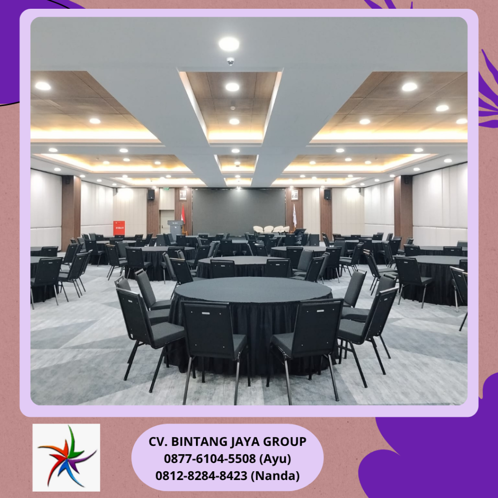 Sewa Meja Bundar Taplak Skirting Hitam Jakarta