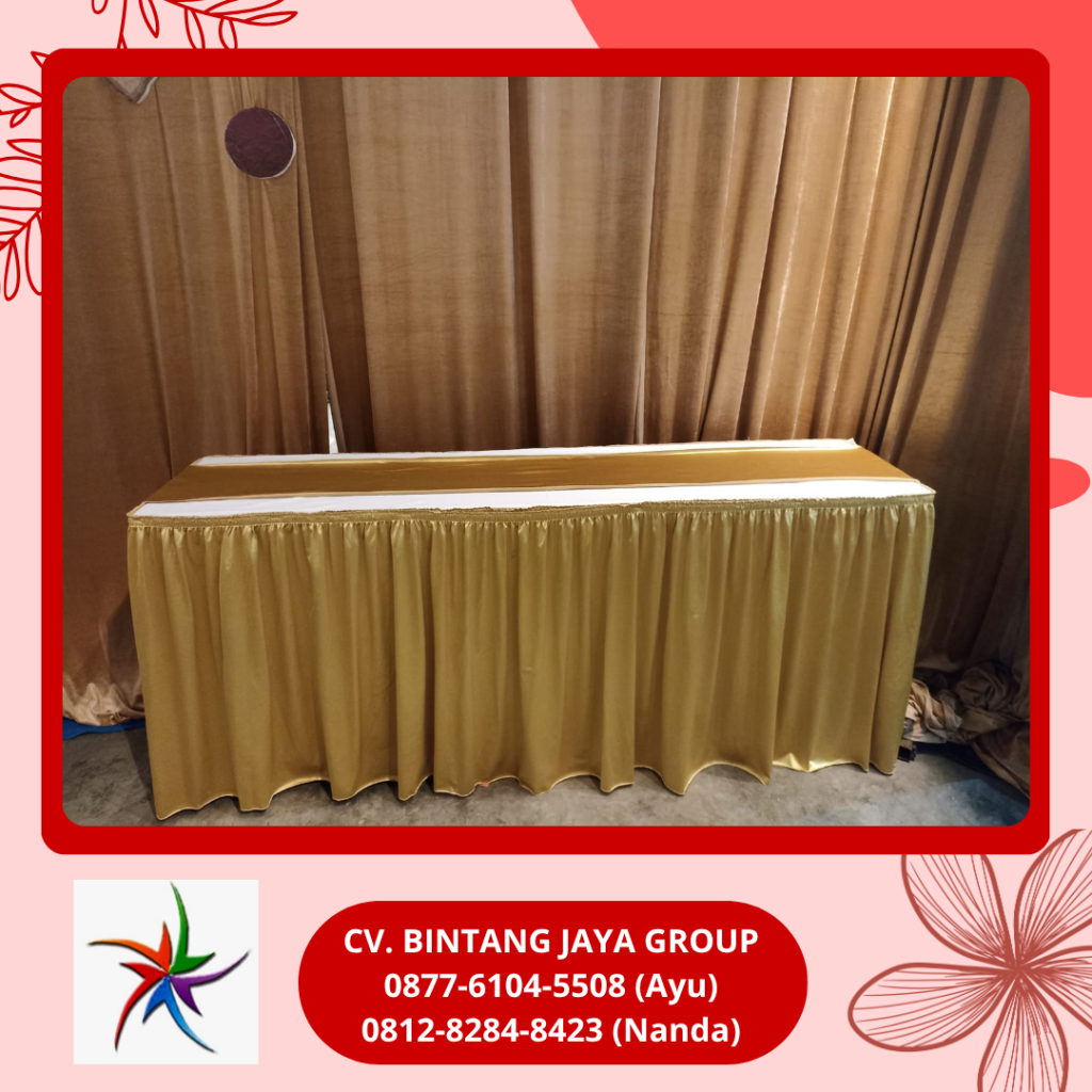 Sewa Meja Ibm Dan Meja Kotak Cover Gold Taplak Putih Bogor
