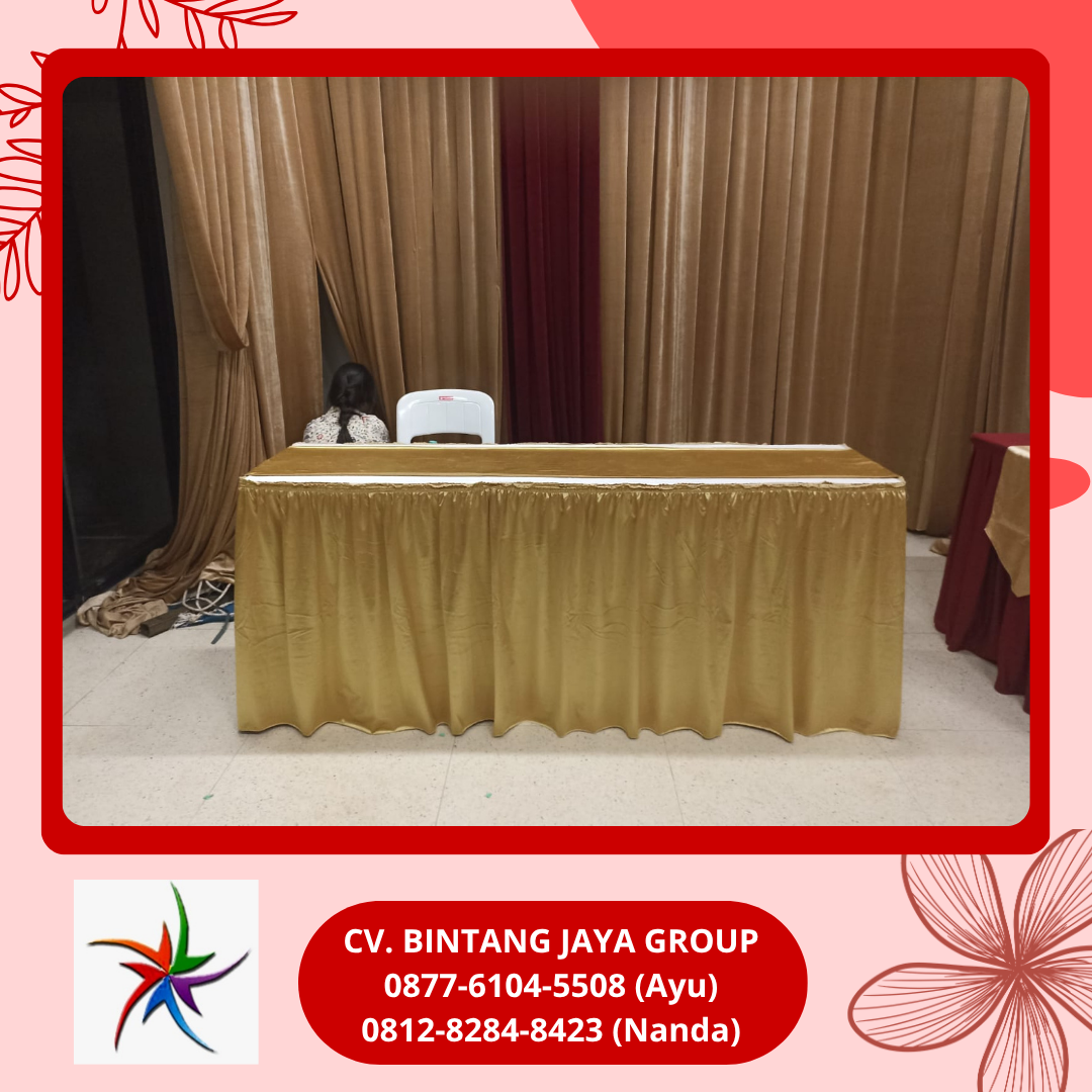 Sewa Meja Ibm Dan Meja Kotak Cover Gold Taplak Putih Bogor