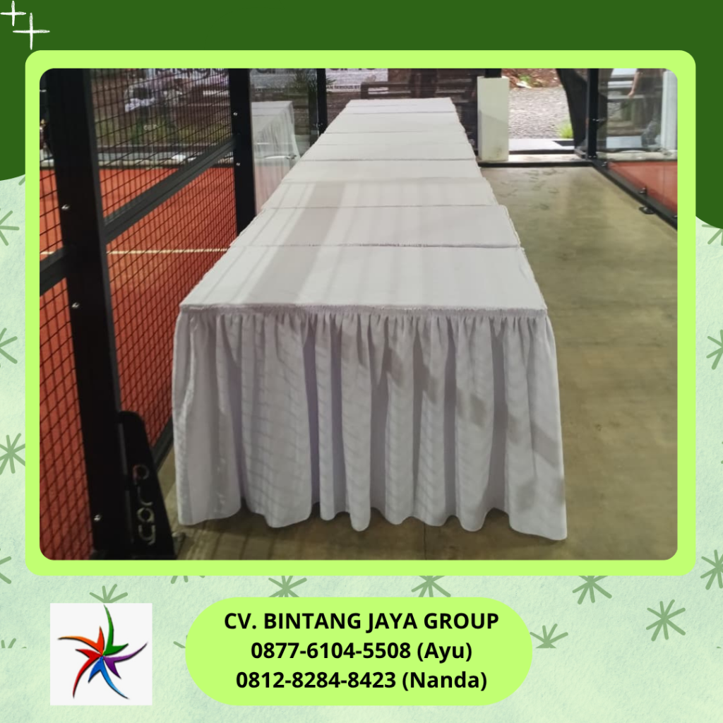 Sewa Meja Kotak Cover Skirting Putih Cibubur Jakarta