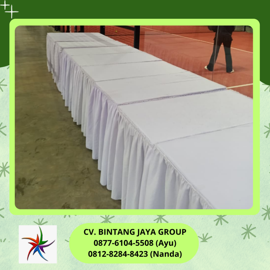 Sewa Meja Kotak Cover Skirting Putih Cibubur Jakarta