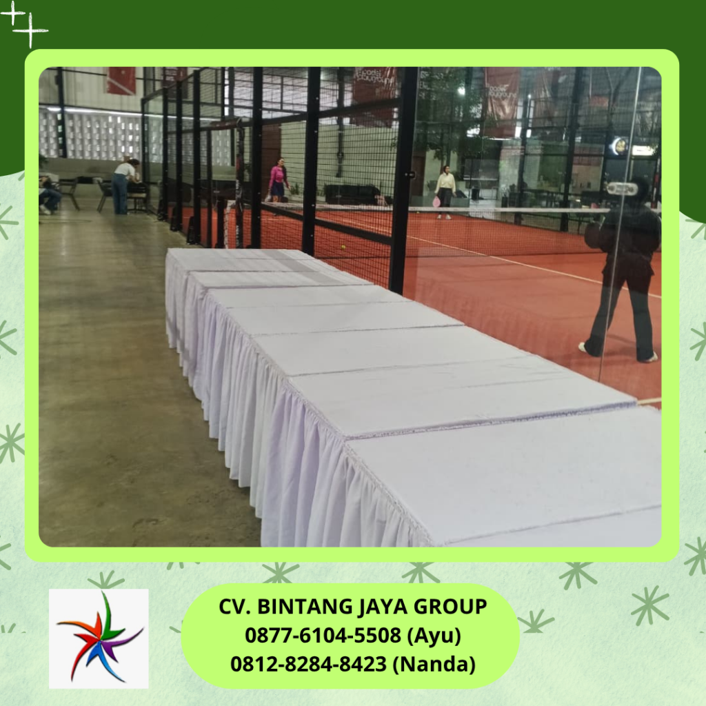 Sewa Meja Kotak Cover Skirting Putih Cibubur Jakarta