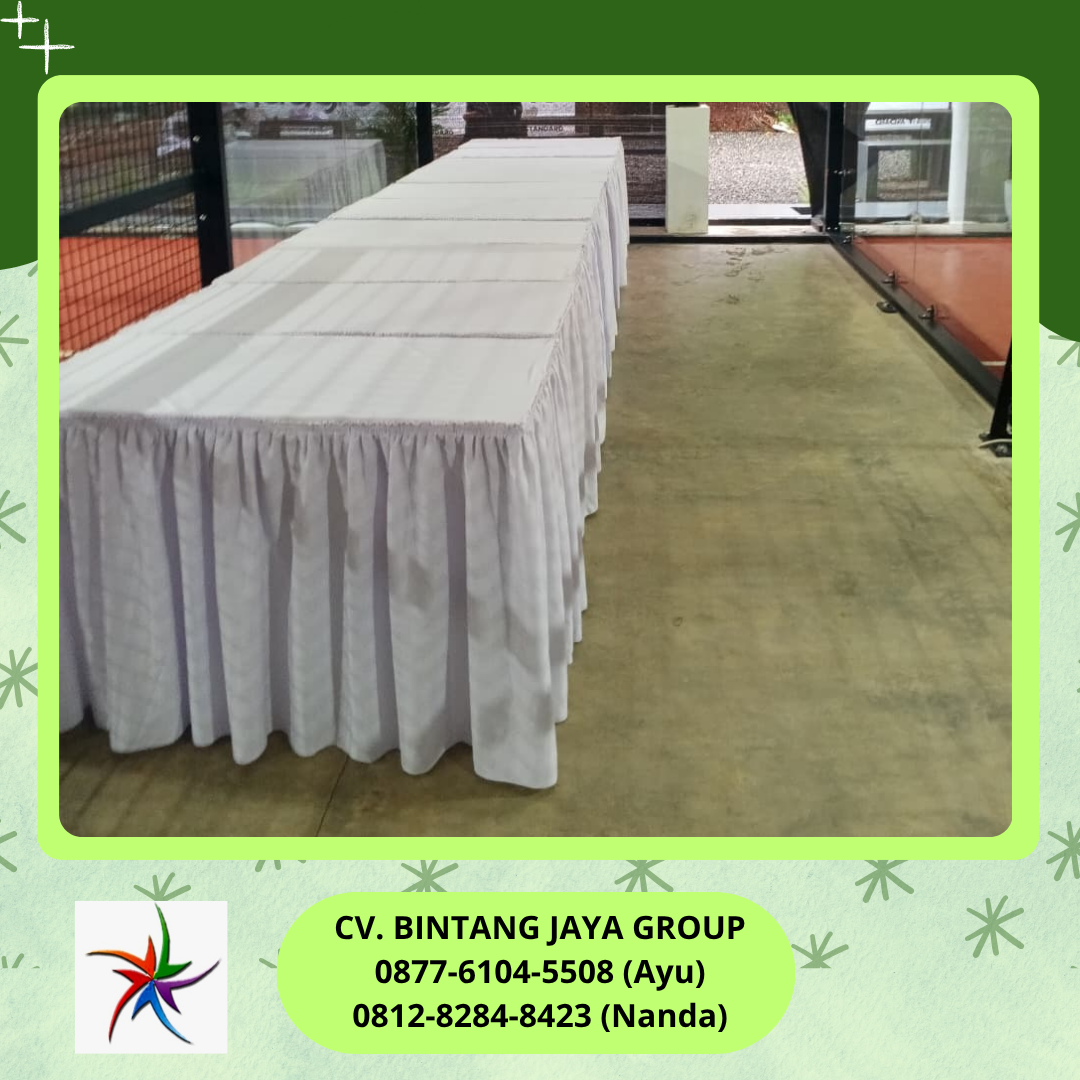 Sewa Meja Kotak Cover Skirting Putih Cibubur Jakarta
