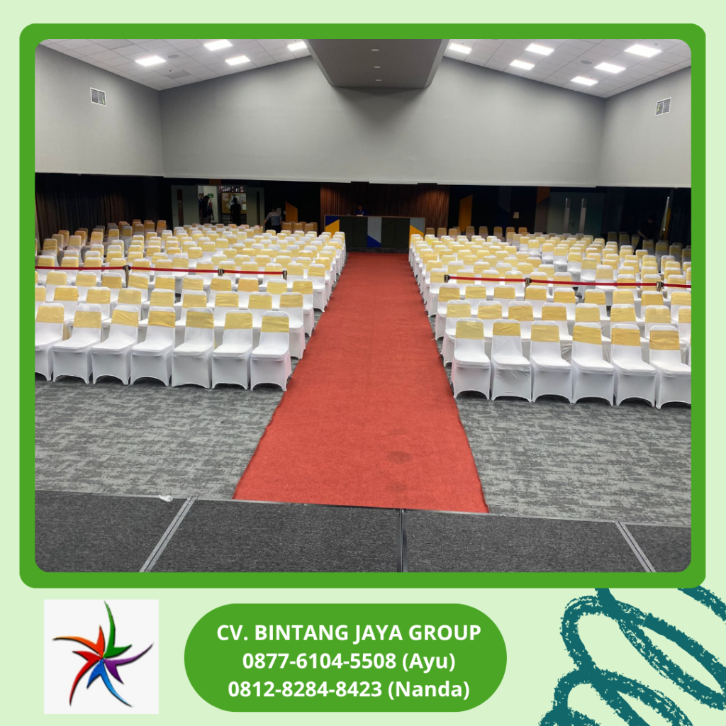 Rental KURSI STAINLESS COVER PUTIH PITA GOLD Tangerang