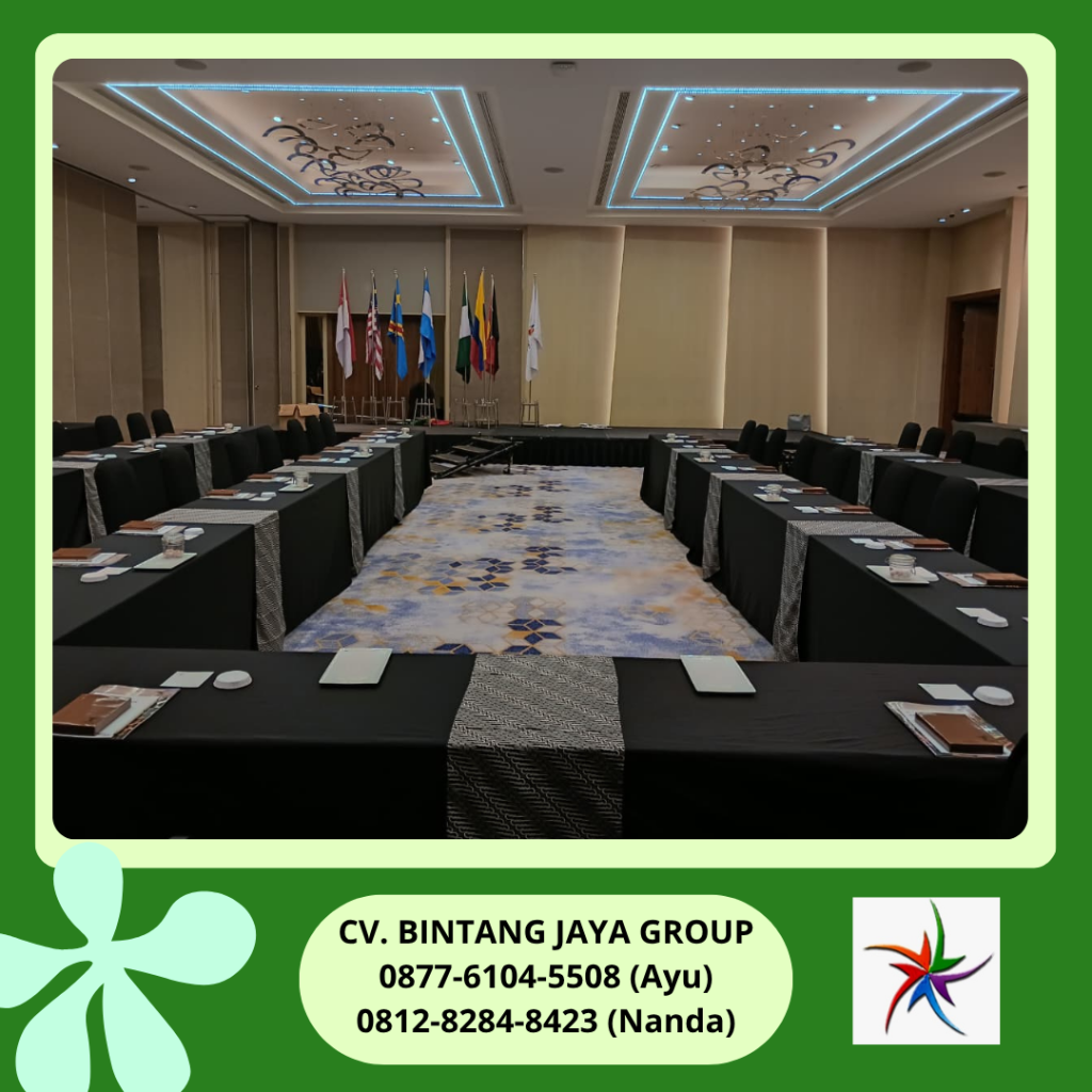 Rental Meja Kotak Runner Cover Hitam Batik,Kursi Event Bogor
