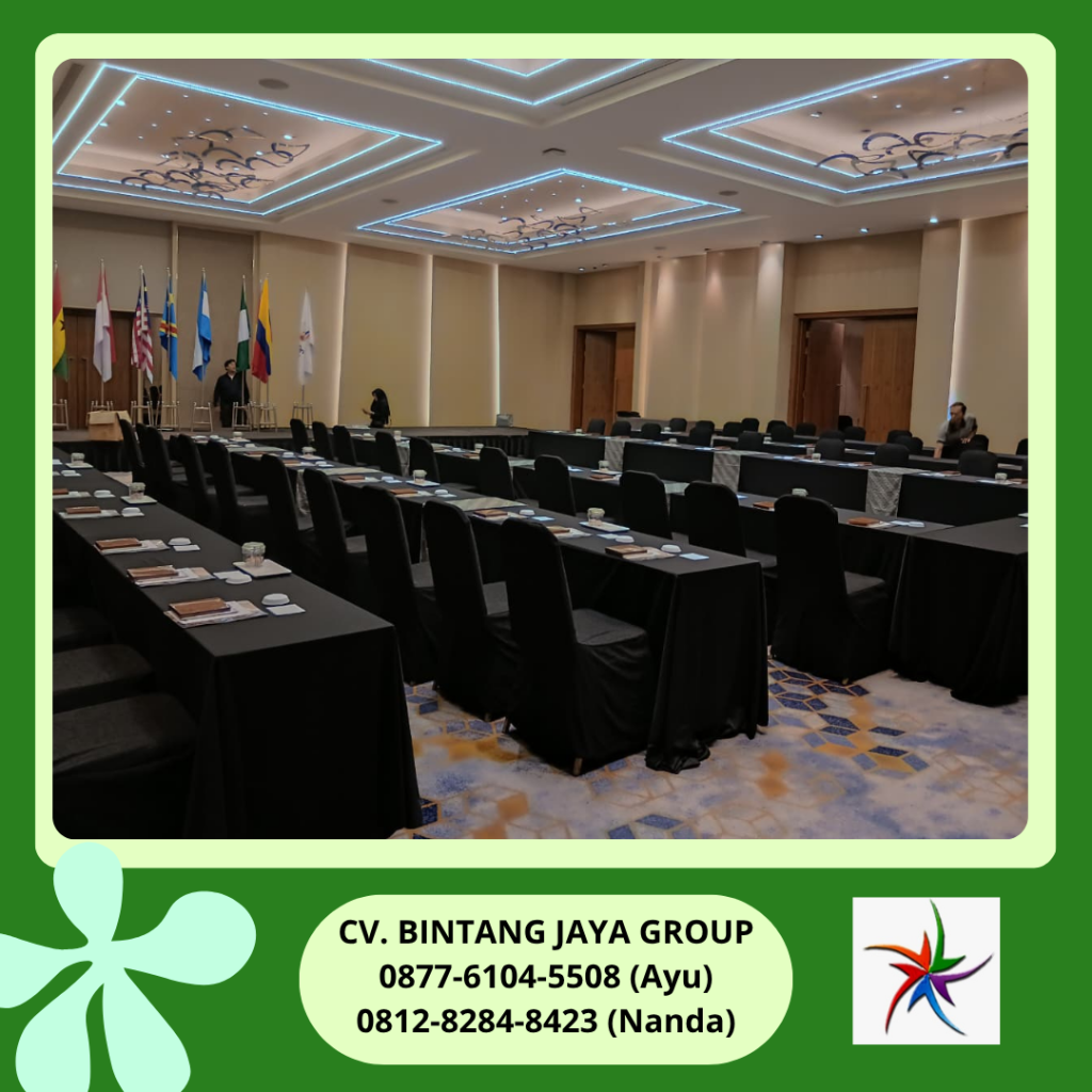 Rental Meja Kotak Runner Cover Hitam Batik,Kursi Event Bogor