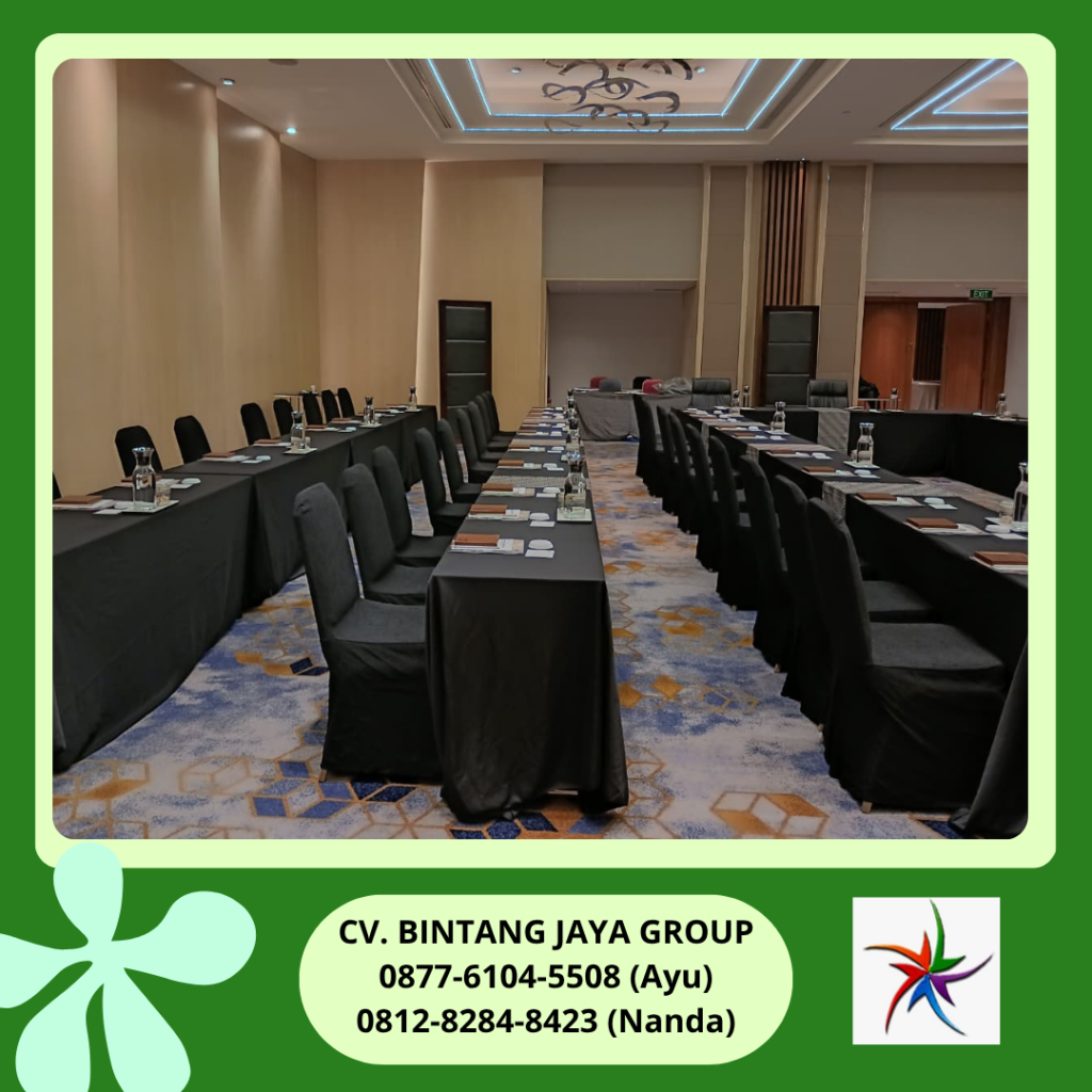 Rental Meja Kotak Runner Cover Hitam Batik,Kursi Event Bogor