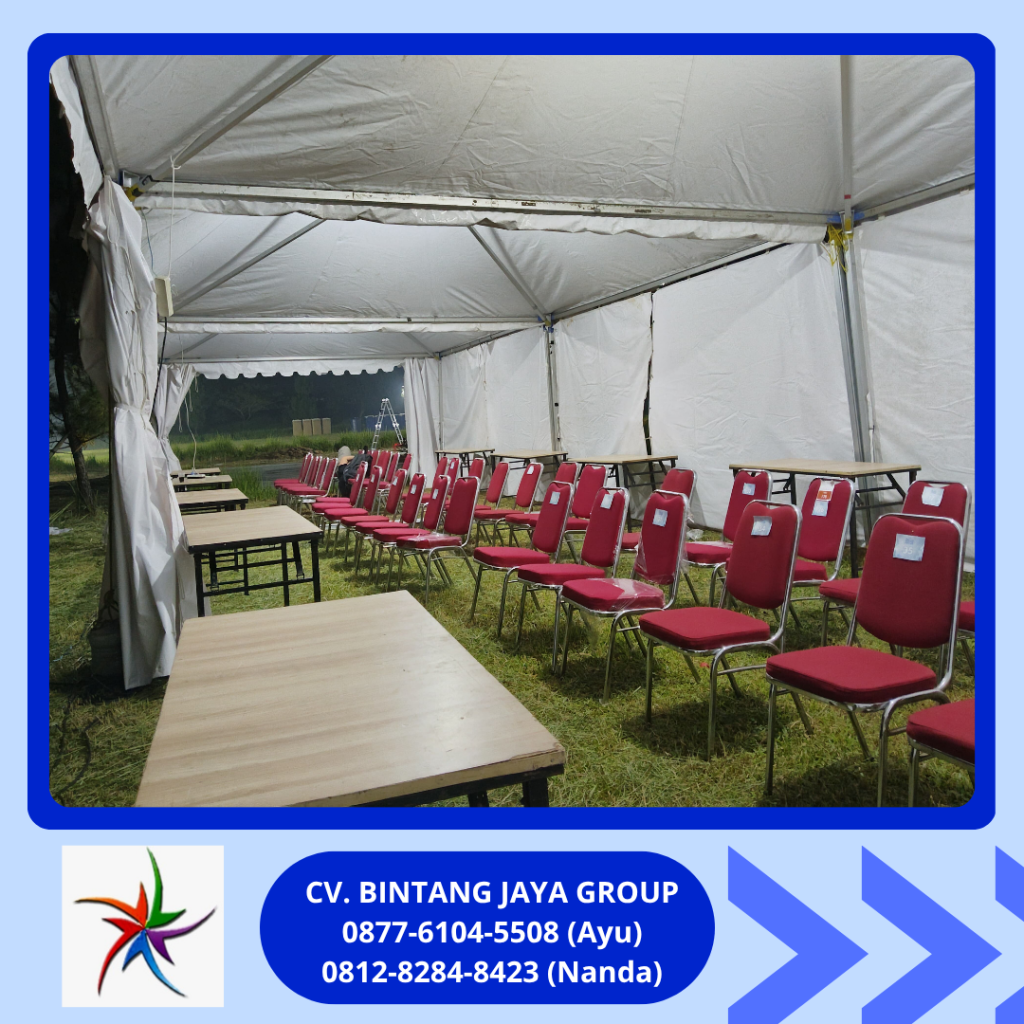 Sewa Tenda Kerucut,Meja Kotak,Kursi Polos Jakart
