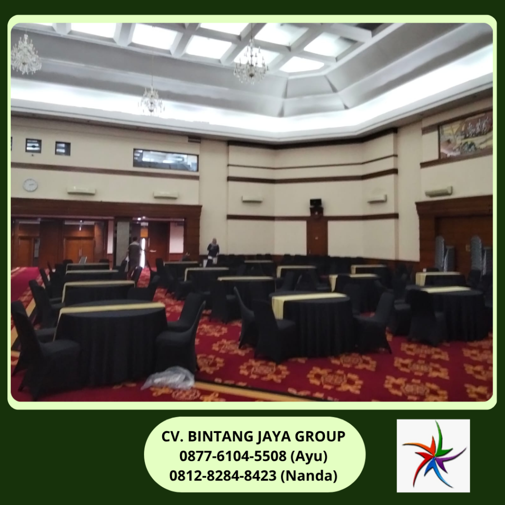 Sewa Meja Bundar Taplak Hitam,Kursi Event Cover Hitam Jakarta