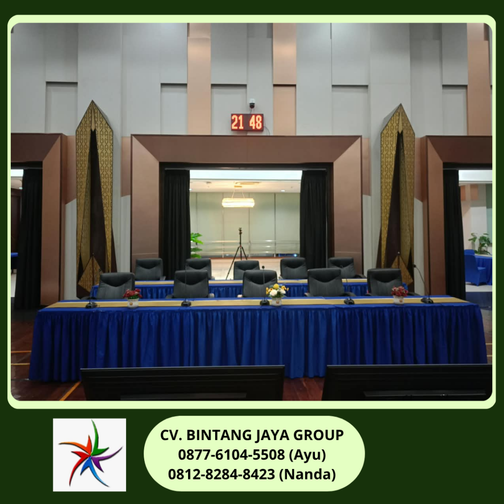 Sewa Meja Kotak Taplak Biru Putih Jakarta 0819-4713-6526
