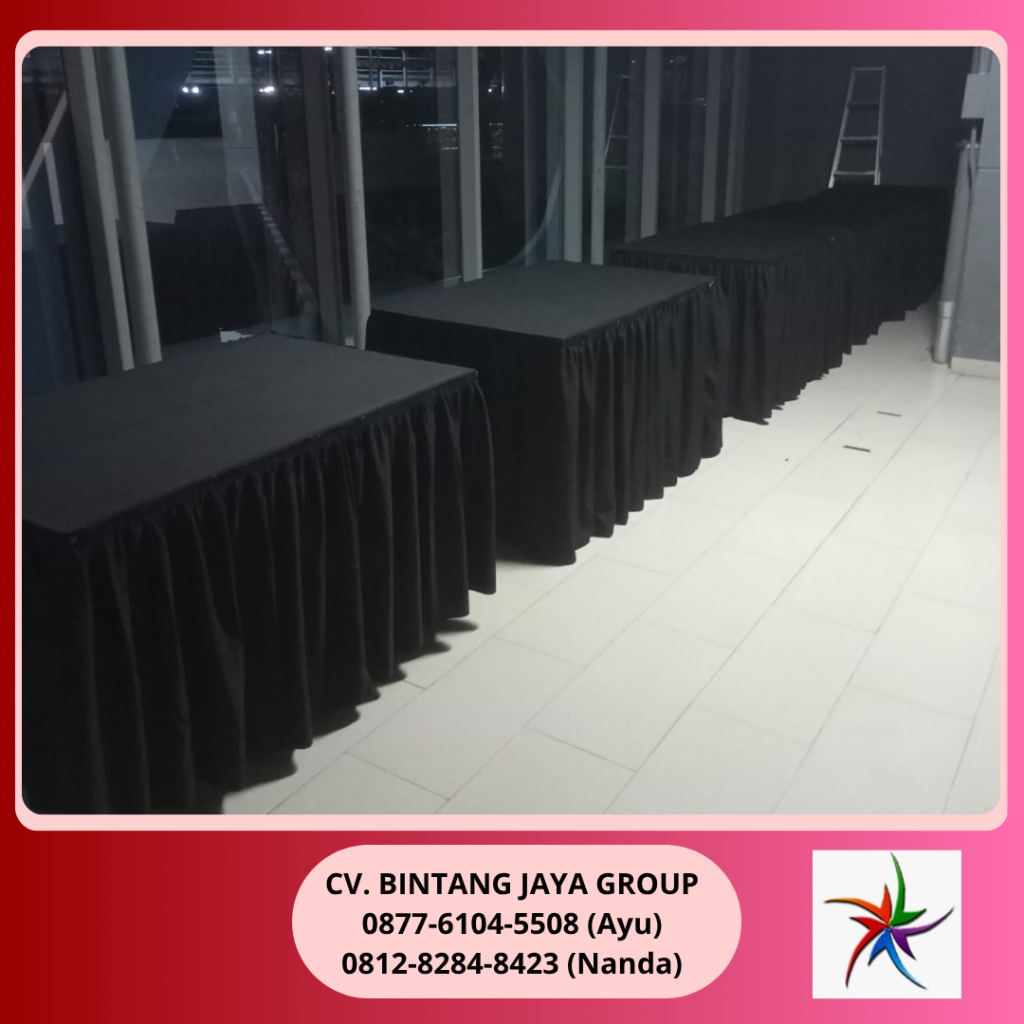 Sewa Meja Kotak Cover Skirting Hitam Event RCTI