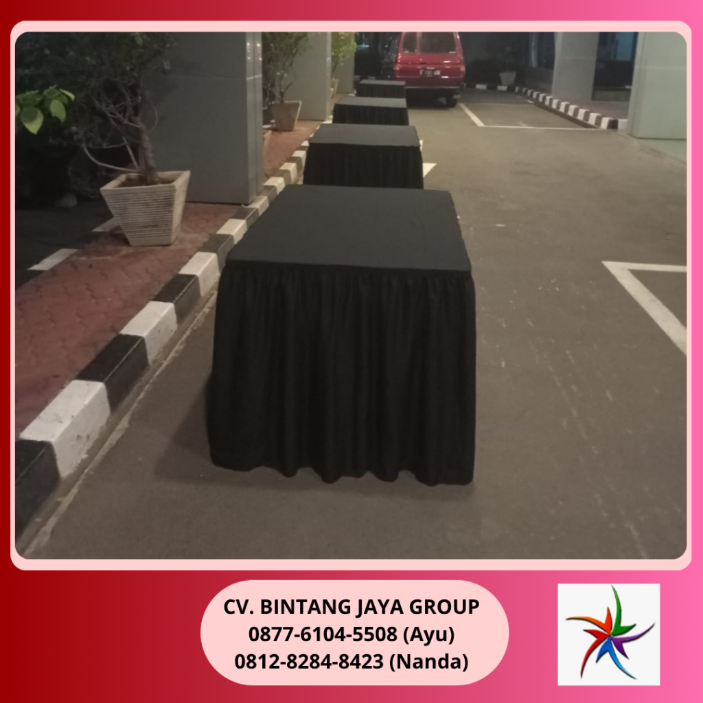 Sewa Meja Kotak Cover Skirting Hitam Event RCTI