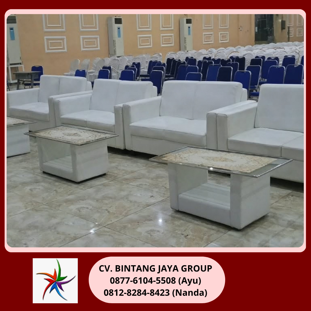 Sewa Sofa Double Putih Dan Meja Kaca VIP Jakarta 0878-8012-5555